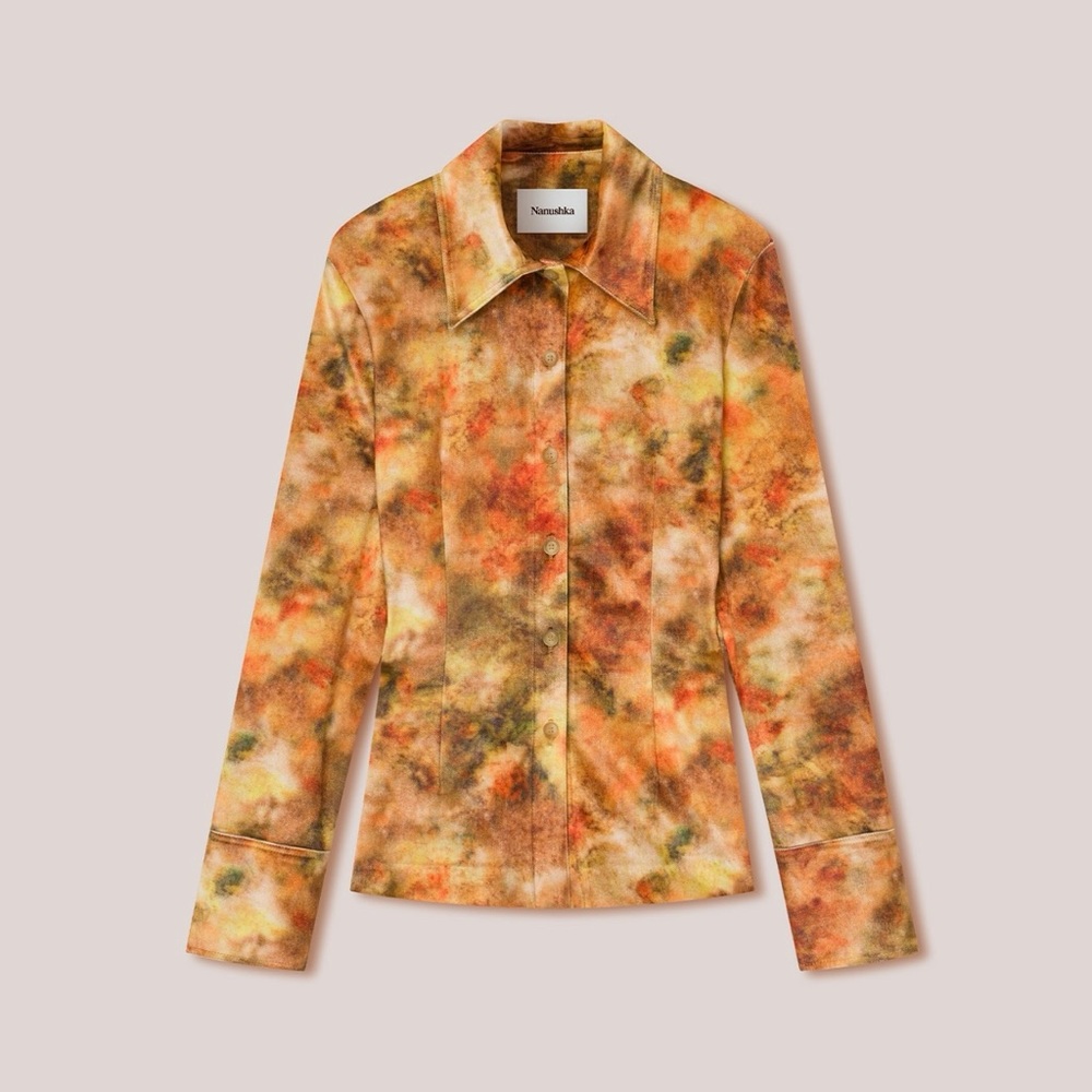 Nanuska Annick printed stretch-velvet shirt
